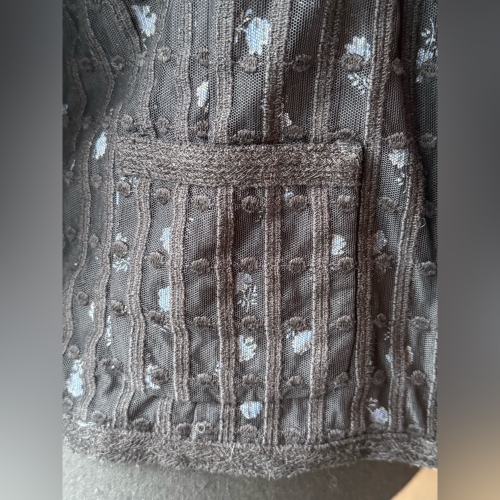 JONES NEW YORK sheer Grosgrain vertical striped jacket Pockets Size 6P NWT - Picture 7 of 9